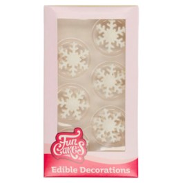 FUNCAKES SUGAR DECORATIONS - SNOWFLAKES (WHITE)