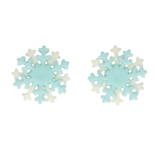 FUNCAKES SUGAR DECORATIONS - SNOWFLAKES (WHITE AND BLUE)