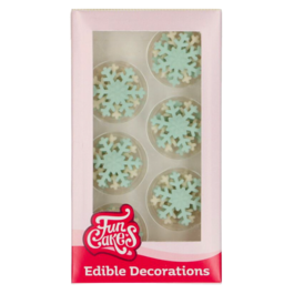 FUNCAKES SUGAR DECORATIONS - SNOWFLAKES (WHITE AND BLUE)