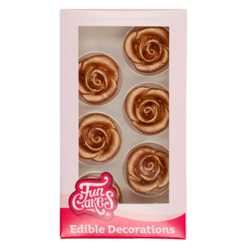 FUNCAKES MARZIPAN DECORATIONS - ROSES (BRONZE / GOLD)