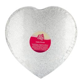 FUNCAKES SILVER CAKE DRUM - HEART 27.9 CM 