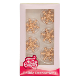 FUNCAKES SUGAR DECORATIONS - SNOWFLAKES (GOLD)