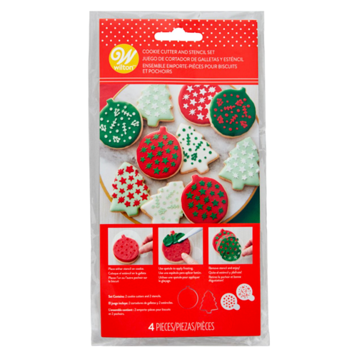 WILTON CUTTERS AND STENCILS SET - CHRISTMAS BISCUITS