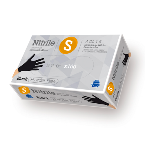 RUBBEREX BLACK NITRILE GLOVES - S (SMALL) 3.2 G