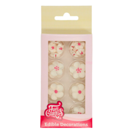 FUNCAKES SUGAR DECORATIONS - WHITE AND PINK FLOWERS