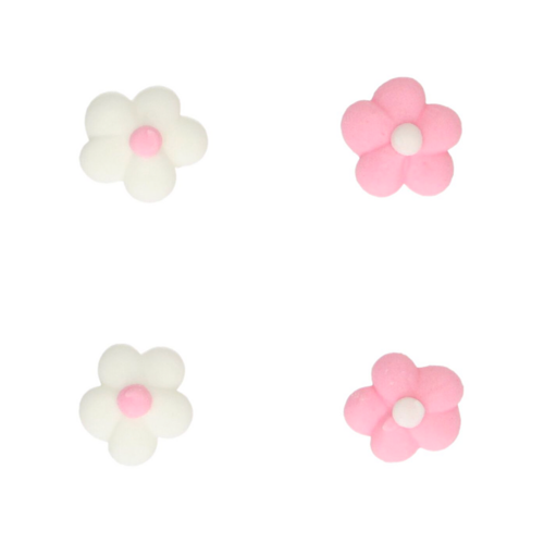 FUNCAKES SUGAR DECORATIONS - MINI WHITE AND PINK FLOWERS