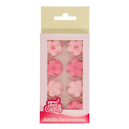 FUNCAKES SUGAR DECORATIONS - PINK FLOWERS