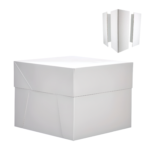 WHITE CAKE BOX - 20 CM + 30,5 CM BOX EXTENSIONS (UNEMBOSSED)