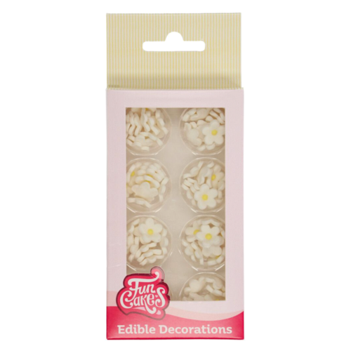 FUNCAKES SUGAR DECORATIONS - WHITE FLOWERS (MINI)