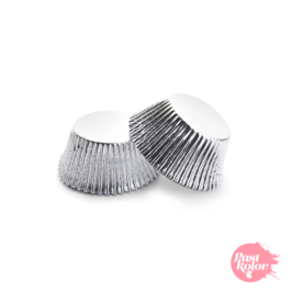 MINI CUPCAKE CAPSULES SILVER METALLISED - 60 UNITS