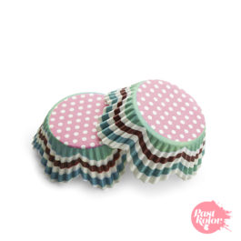 CUPCAKE CAPSULES PINK DOTS - 50 UNITS