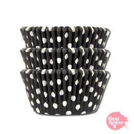 BLACK CUPCAKE CAPSULES WITH POLKA DOTS - 24 UNITS