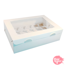 WHITE CUPCAKES BOX WITH WINDOW - 24 MINI CUPCAKES