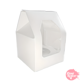 WHITE CUPCAKE BOX WITH WINDOW - 1 CUPCAKE