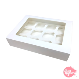 WHITE BOX WITH WINDOW FOR 12 MINI CUPCAKES