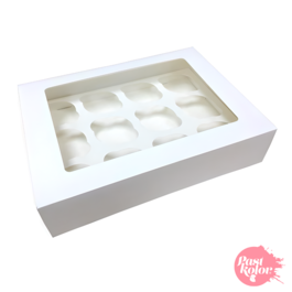 WHITE CUPCAKESBOX WITH WINDOW - 12 CUPCAKES