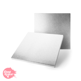 SILVER SQUARE CAKE DRUM  - 25 CM / 12 MM THICK (UNEMBOSSED)