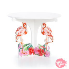 WHITE CAKE STAND - FLAMINGOS