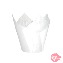 TULIP CUPS FOR MINI MUFFINS - WHITE 50 UNITS