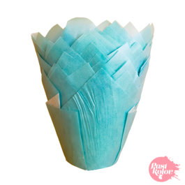 TULIP CUPS FOR MUFFINS - TURQUOISE  BLUE