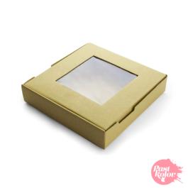 KRAFT BISCUIT BOX WITH WINDOW - H 3,5 CM