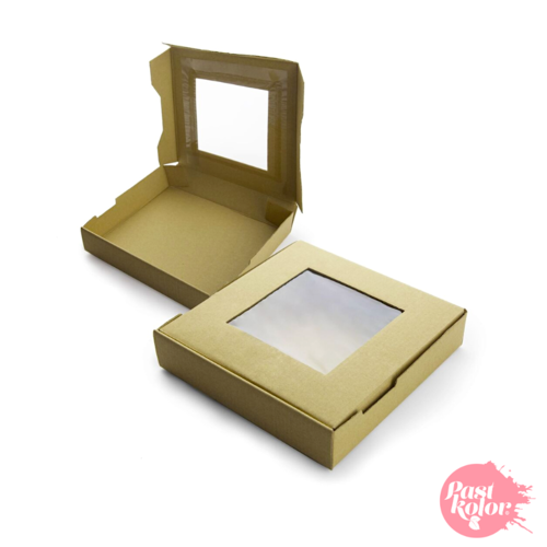 KRAFT BISCUIT BOX WITH WINDOW - H 3,5 CM