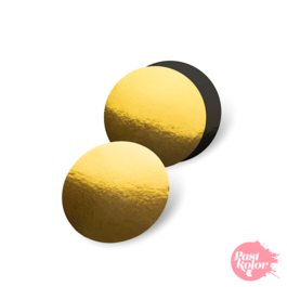 BLACK AND GOLD ROUND CAKE BASE - 5 CM  / 3 MM THICK (10 pcs.)