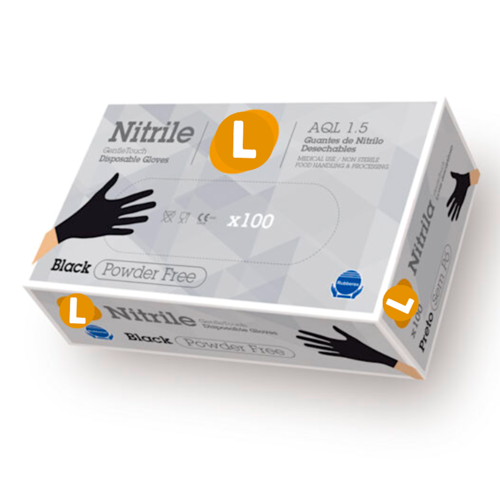 RUBBEREX BLACK NITRILE GLOVES - L (LARGE) 3.7 G