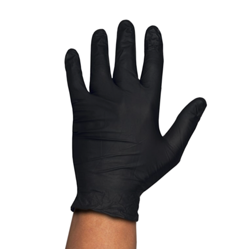 RUBBEREX BLACK NITRILE GLOVES - L (LARGE) 3.7 G