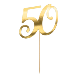 PARTYDECO CAKE TOPPER - "50" GOLD