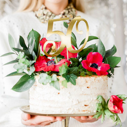 PARTYDECO CAKE TOPPER - "50" GOLD