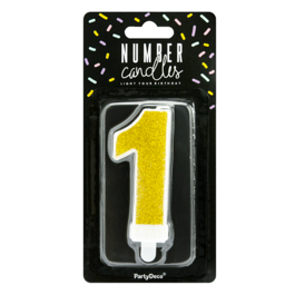 PARTYDECO GOLDEN BIRTHDAY CANDLE - NUMBER 1