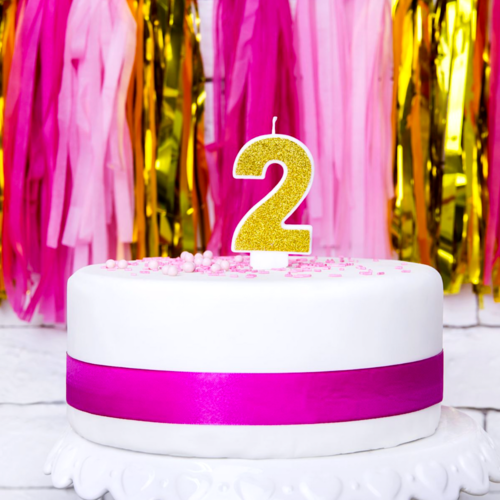 PARTYDECO GOLDEN BIRTHDAY CANDLE - NUMBER 2