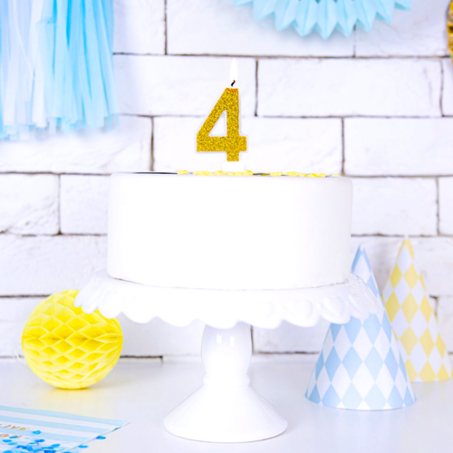 PARTYDECO GOLDEN BIRTHDAY CANDLE - NUMBER 4