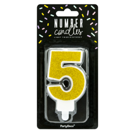 PARTYDECO GOLDEN BIRTHDAY CANDLE - NUMBER 5