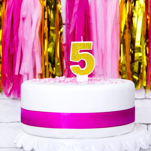 PARTYDECO GOLDEN BIRTHDAY CANDLE - NUMBER 5