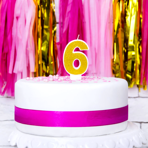 PARTYDECO GOLDEN BIRTHDAY CANDLE - NUMBER 6