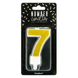 PARTYDECO GOLDEN BIRTHDAY CANDLE - NUMBER 7