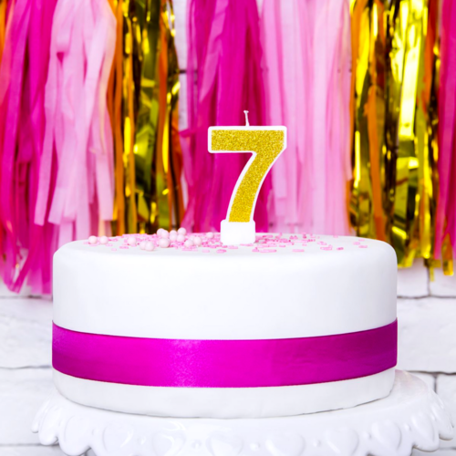 PARTYDECO GOLDEN BIRTHDAY CANDLE - NUMBER 7