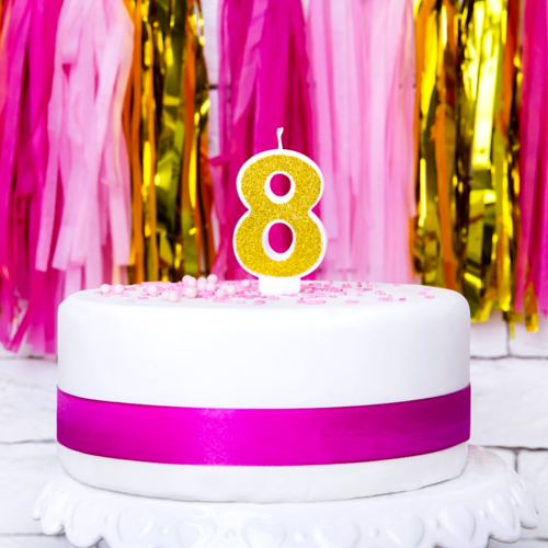 PARTYDECO GOLDEN BIRTHDAY CANDLE - NUMBER 8