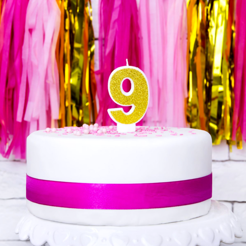 PARTYDECO GOLDEN BIRTHDAY CANDLE - NUMBER 9