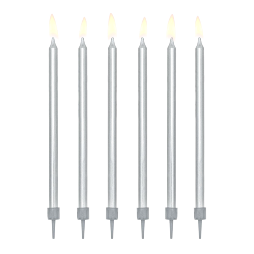 PARTYDECO BIRTHDAY CANDLES - SILVER (12,5 CM)