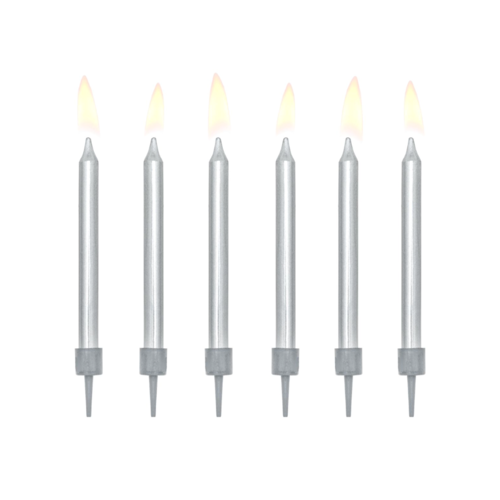 PARTYDECO BIRTHDAY CANDLES - SILVER (6 CM)