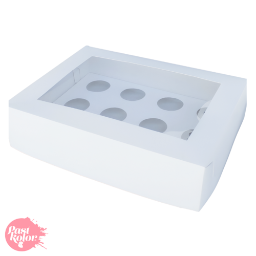 PACK 25 - WHITE BOX FOR 12 MUFFINS WITH WINDOW