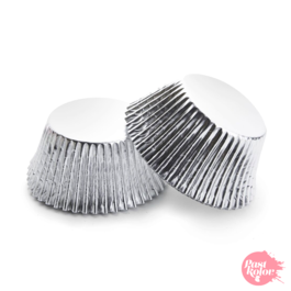 SILVER METALLIC CUPCAKE CAPSULES - 32 UNITS