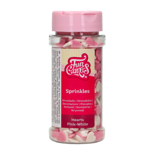 FUNCAKES SPRINKLES - PINK AND WHITE HEARTS (60 G)