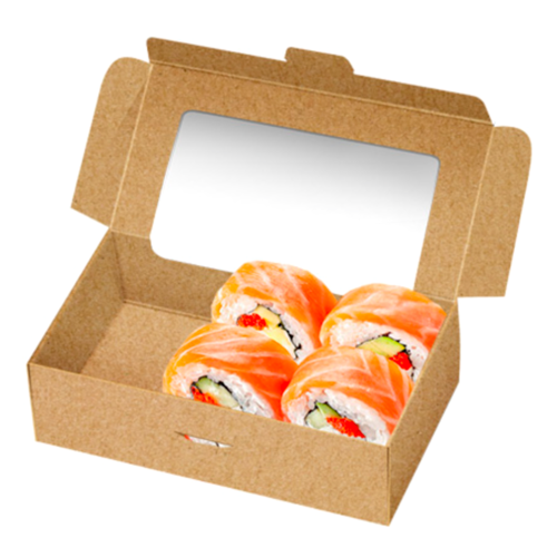 KRAFT PASTRY BOX WITH WINDOW - 18 X 9 CM / H 4 CM