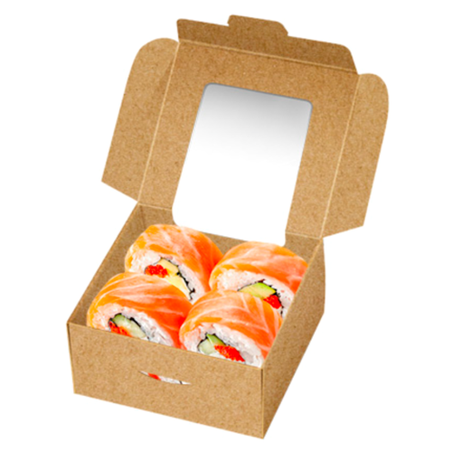 KRAFT PASTRY BOX WITH WINDOW - 10 X 4 CM