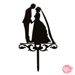 BLACK CAKE TOPPER - WEDDING COUPLE