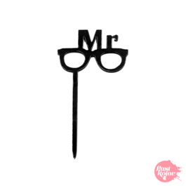 BLACK CUPCAKE TOPPERS - MEN GLASSES